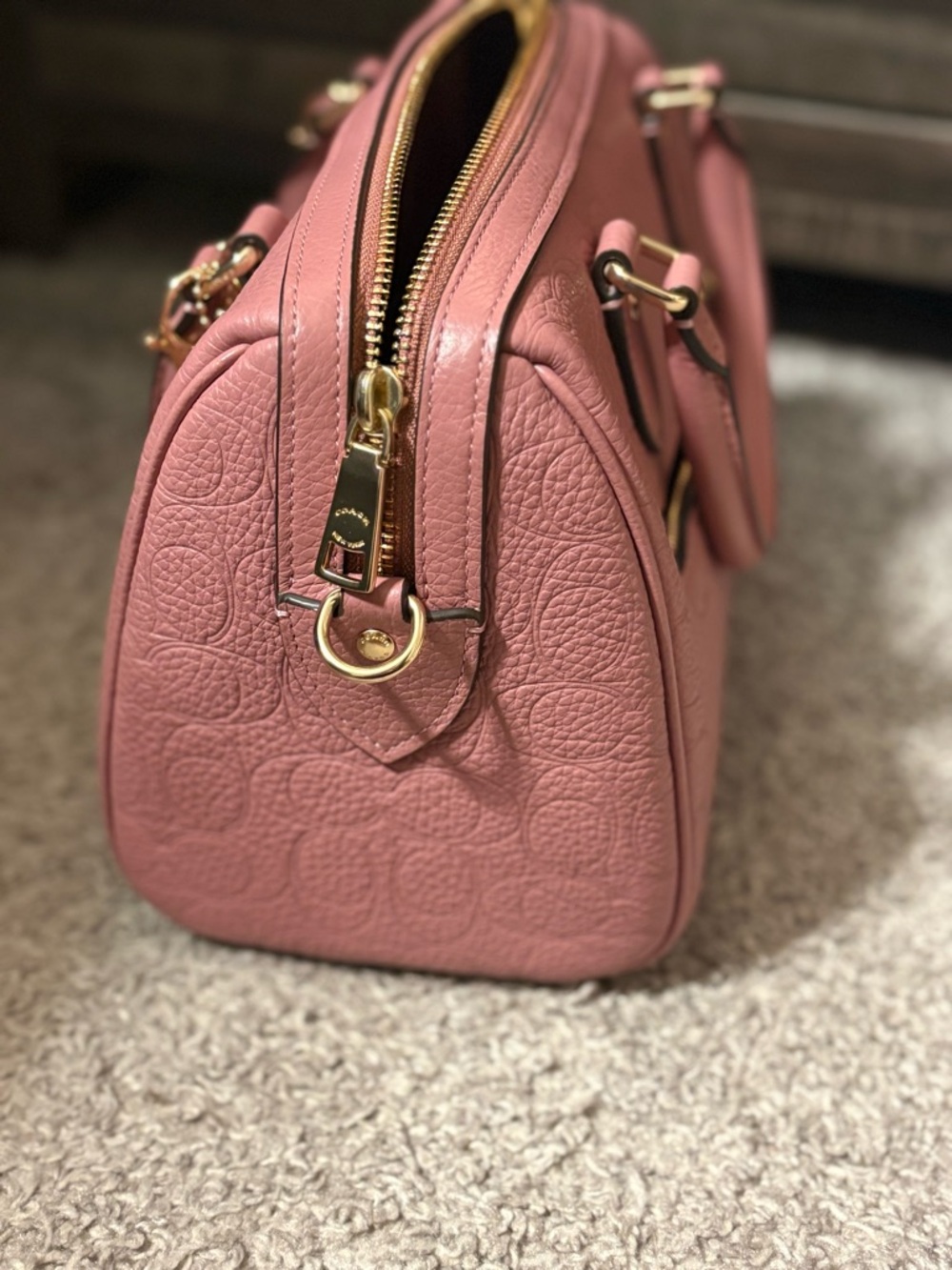 Coach Pink Embossed medium Rowan - Picture 2 of 6